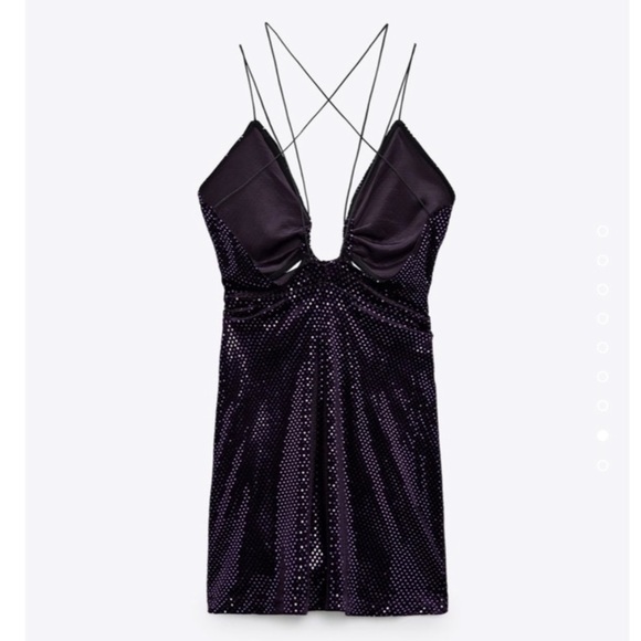 Blogger’s Favorite 🤩 Zara Purple Shiny Ring Detail Strappy Back Mini Dress - Picture 9 of 9